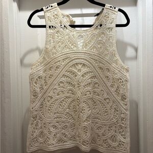 White House Black Market Cream Lace Tank Top